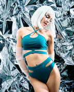 High waisted cut-out Shorts Almanara - Ocean - OKSA FASHION POLEWEAR