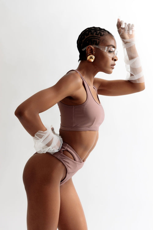 Bralette Top Camelia - Cocoa brown - OKSA Fashion Polewear