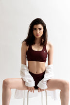 Bralette Top Camelia - Dark Mahogany - OKSA Fashion Polewear
