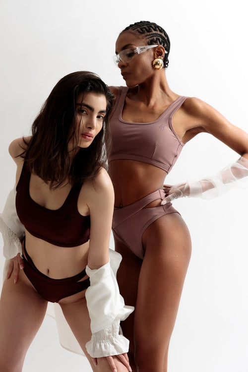 Bralette Top Camelia - Dark Mahogany - OKSA Fashion Polewear