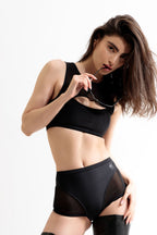 Mesh botyshake Shorts Pamela - Black - OKSA Fashion Polewear