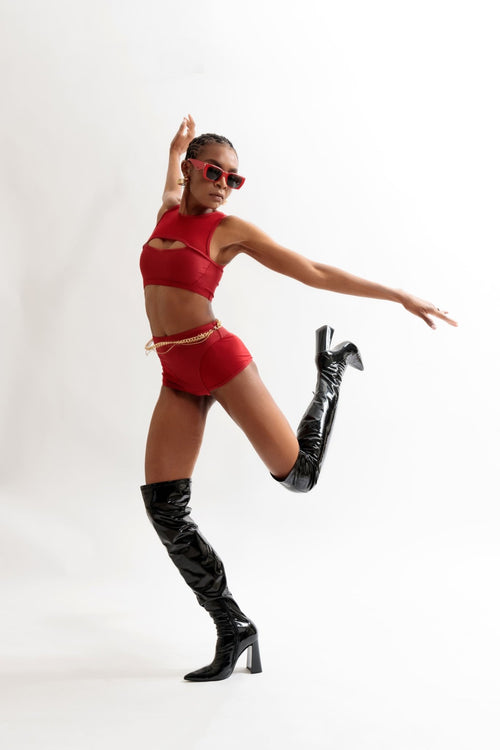 Mesh bustier Top Pamela - Sangria - OKSA Fashion Polewear