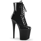PLEASER USA FLAMINGO-1020 8HEEL PLEASER BOOTS - GLOSSY BLACK - OKSA FASHION POLEWEAR