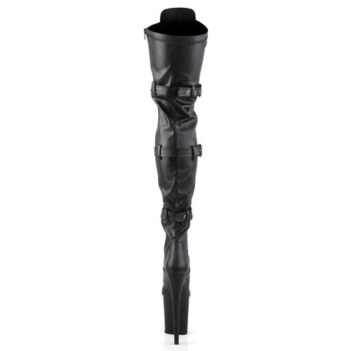 PLEASER USA FLAMINGO-3028 8HEEL THIGH HIGH PLEASER BOOTS - MATTE BLACK - OKSA FASHION POLEWEAR