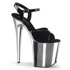 PLEASER USA FLAMINGO-809 8HEEL PLEASERS - Black/Silver Chrome - OKSA FASHION POLEWEAR