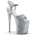PLEASER USA FLAMINGO-810LG 8HEEL PLEASERS - SILVER GLITTER - OKSA FASHION POLEWEAR