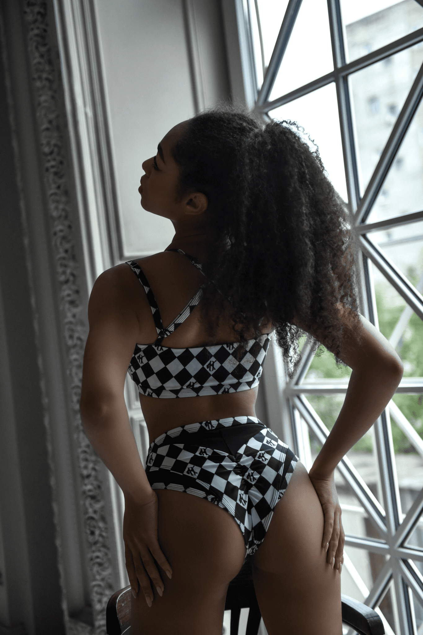 Castle Chess Print Pole Dance Shorts by Oksa Polewear | Bold & Stylish