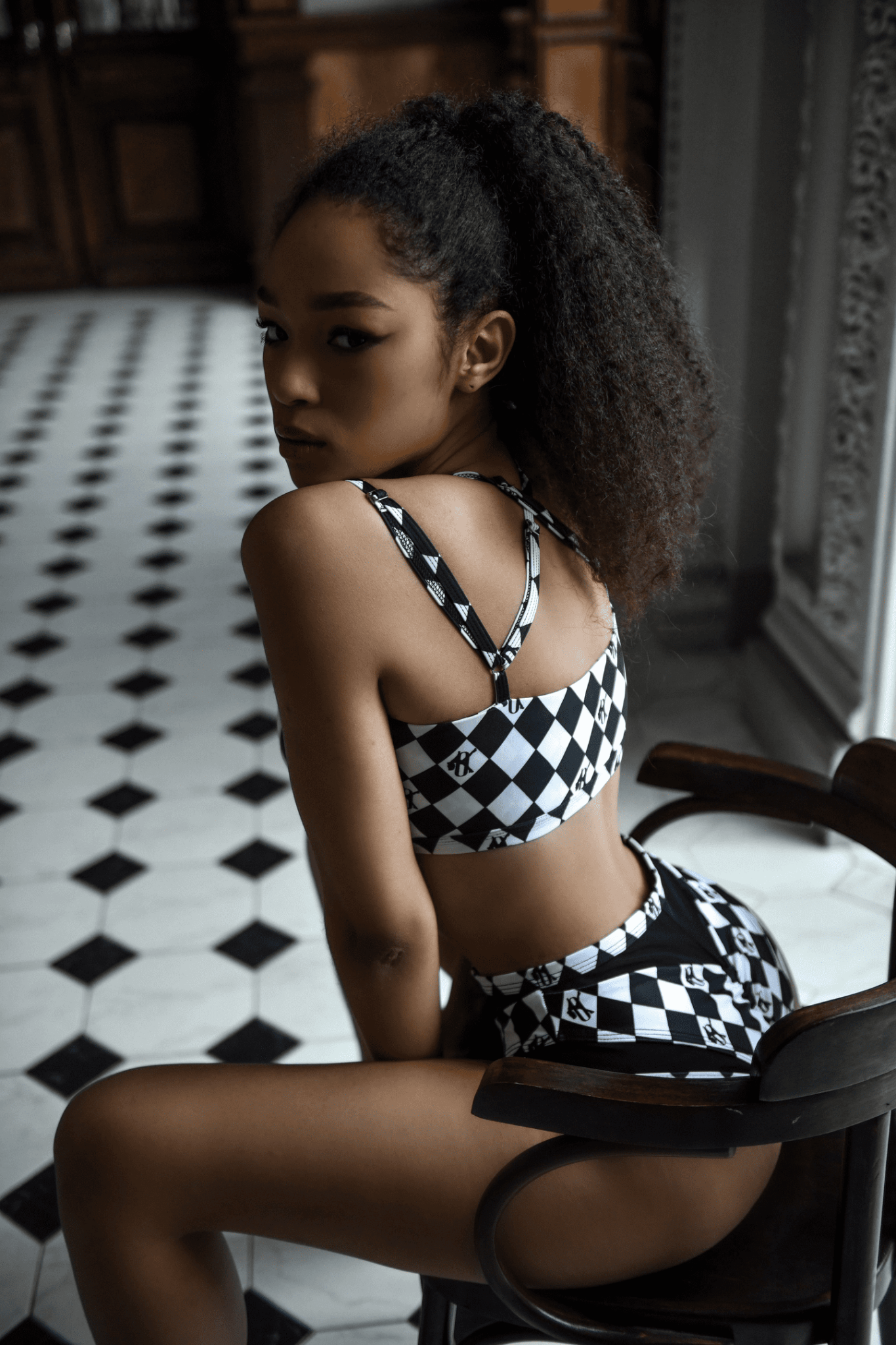 Castle Chess Print Pole Dance Shorts by Oksa Polewear | Bold & Stylish Castle Chess Print Pole Dance Shorts by Oksa Polewear | Bold & Stylish